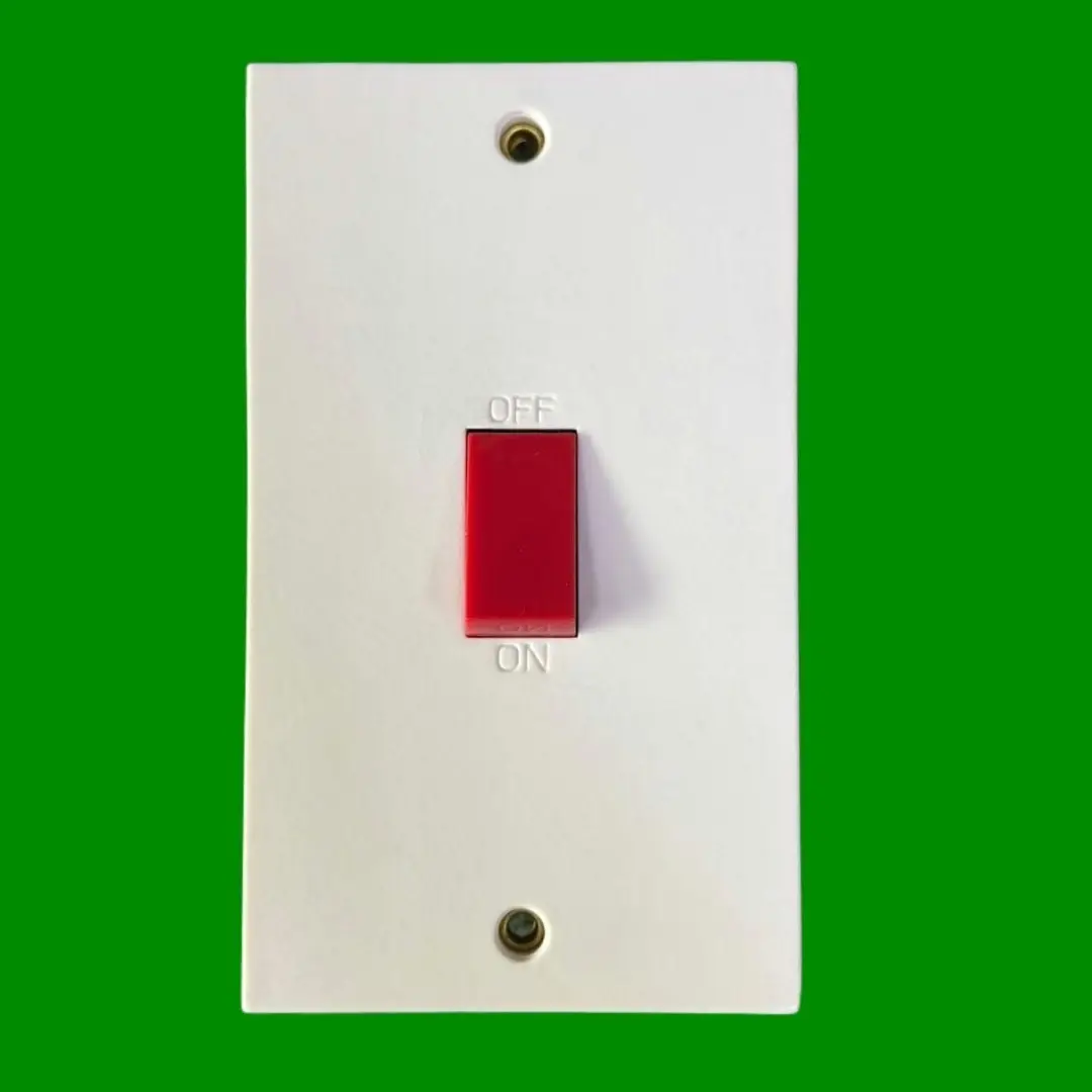 1x 2-Gang 45A 250V Double Pole DP Cooker Hob Oven Control Switch Isolator, White