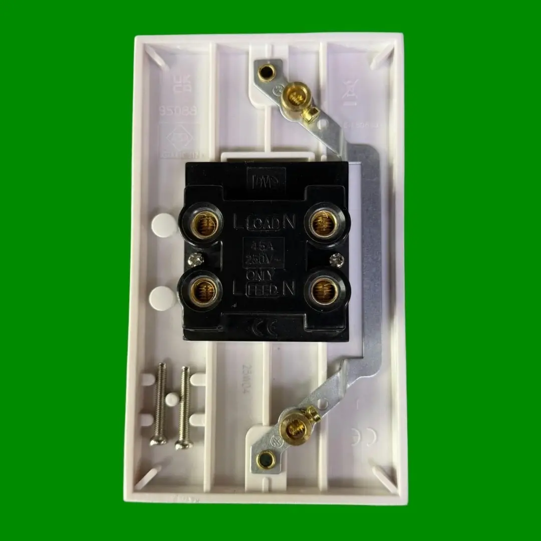 1x 2-Gang 45A 250V Double Pole DP Cooker Hob Oven Control Switch Isolator, White - image 2 | Free standard UK delivery included | Discount Quality Products