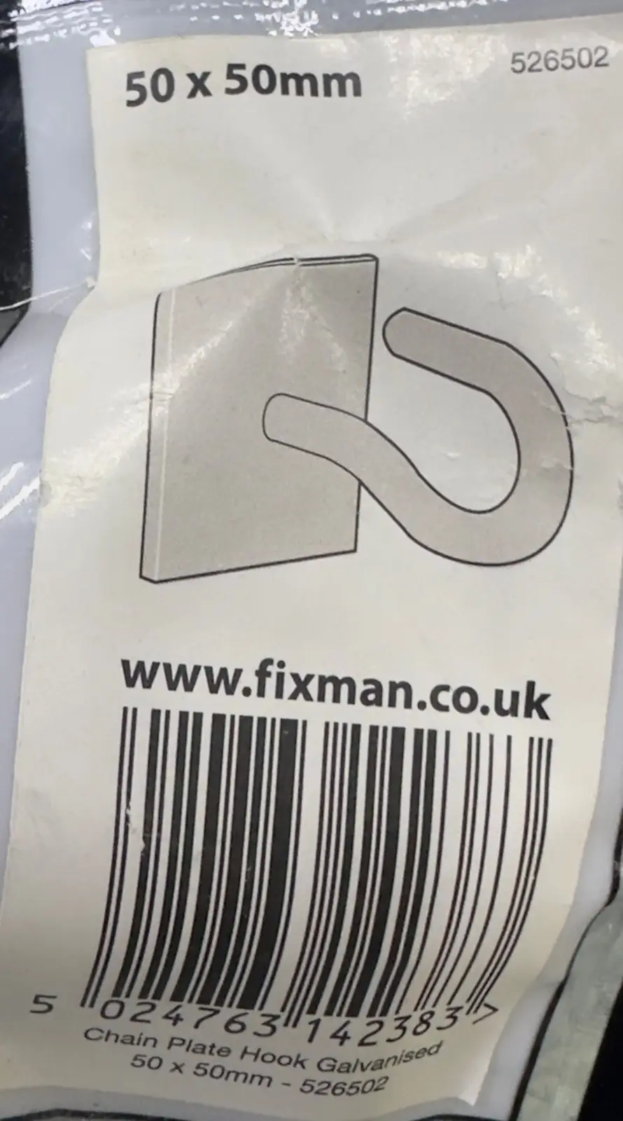 Fixman Multipurpose Galvanised Chain Plate Hook 50mm x 50mm, Washing Line Part - image 3 | Free standard UK delivery included | Discount Quality Products