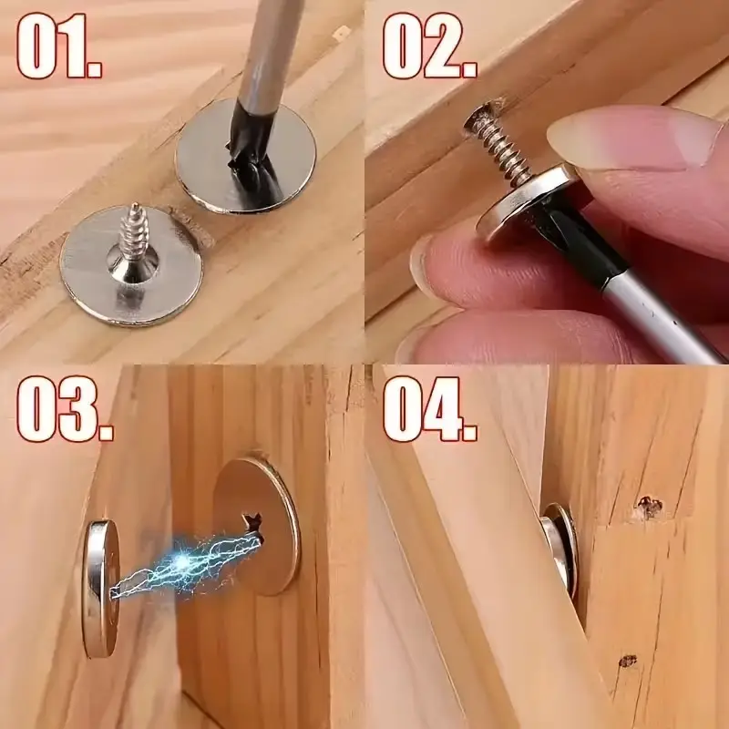 2x Magnetic Cabinet Door Catch Metal Cupboard Drawer Furniture Hidden Closure - image 5 | Free standard UK delivery included | Discount Quality Products