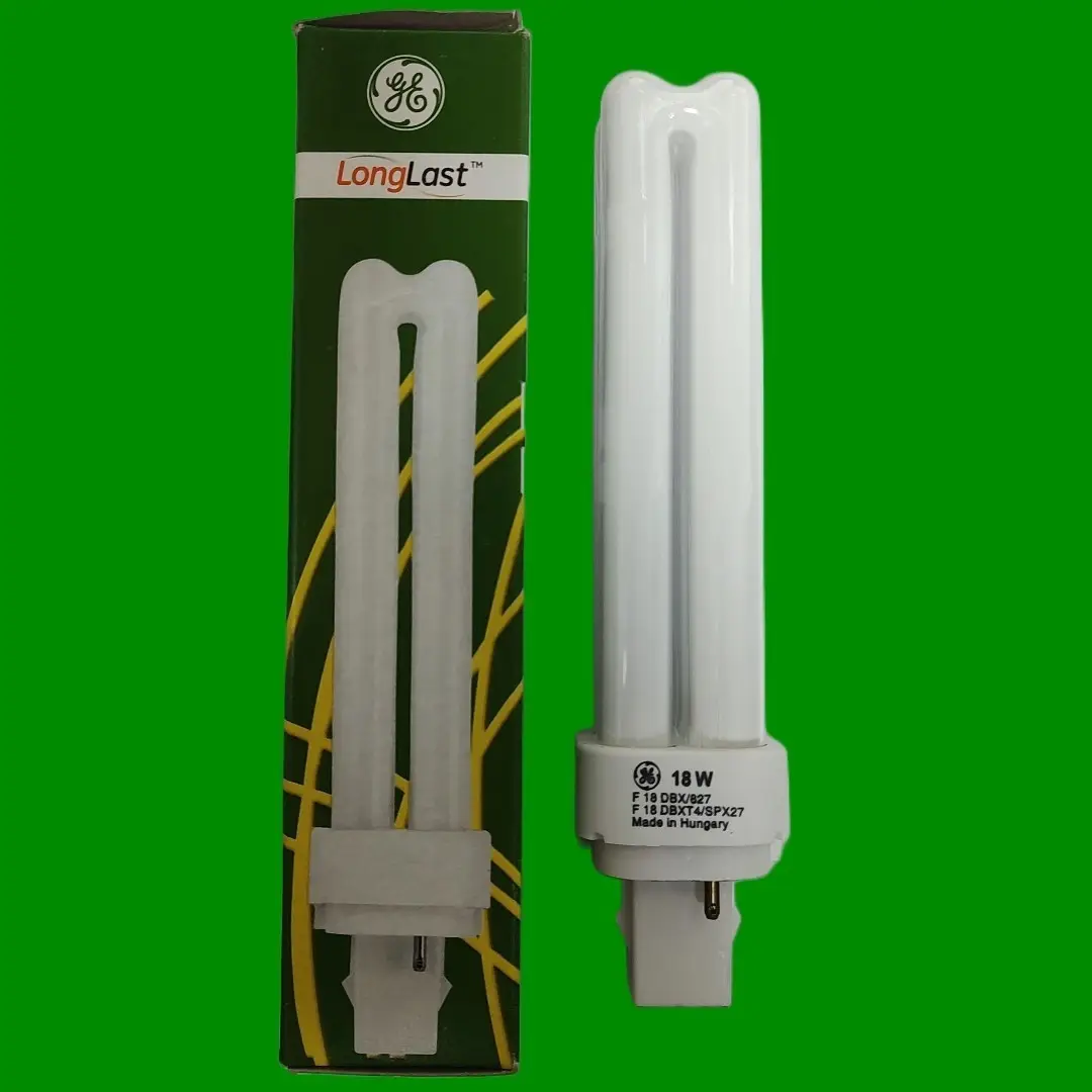 18W (=100W) GE G24d-2, 2 pin, 2700K, Biax D Low Energy CFL Light Bulb 827 Lamp