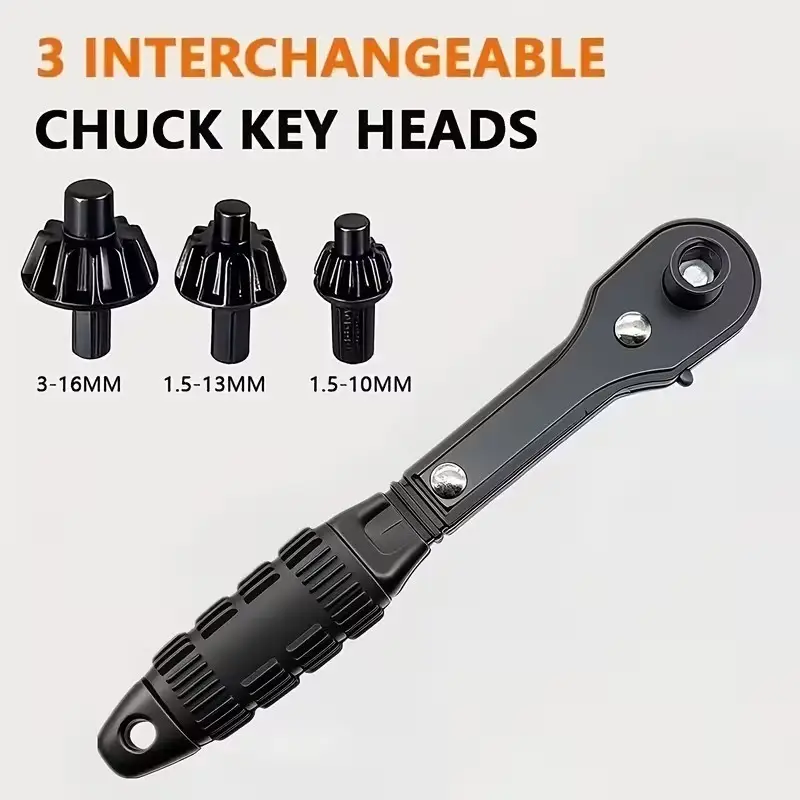 4Pcs Ratchet Drill Chuck Key Wrench Set 3-in-1 1/4" Hex Bit Holder DIY Tool