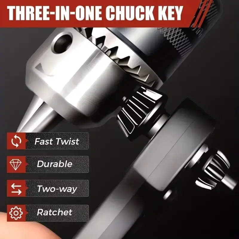 4Pcs Ratchet Drill Chuck Key Wrench Set 3-in-1 1/4" Hex Bit Holder DIY Tool - image 3 | Free standard UK delivery included | Discount Quality Products