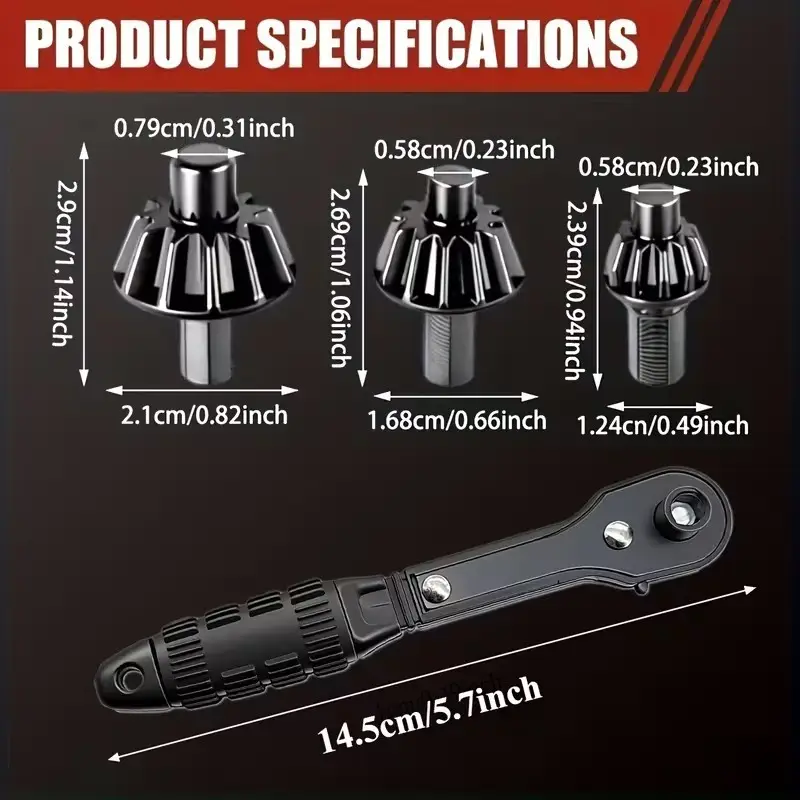 4Pcs Ratchet Drill Chuck Key Wrench Set 3-in-1 1/4" Hex Bit Holder DIY Tool - image 7 | Free standard UK delivery included | Discount Quality Products