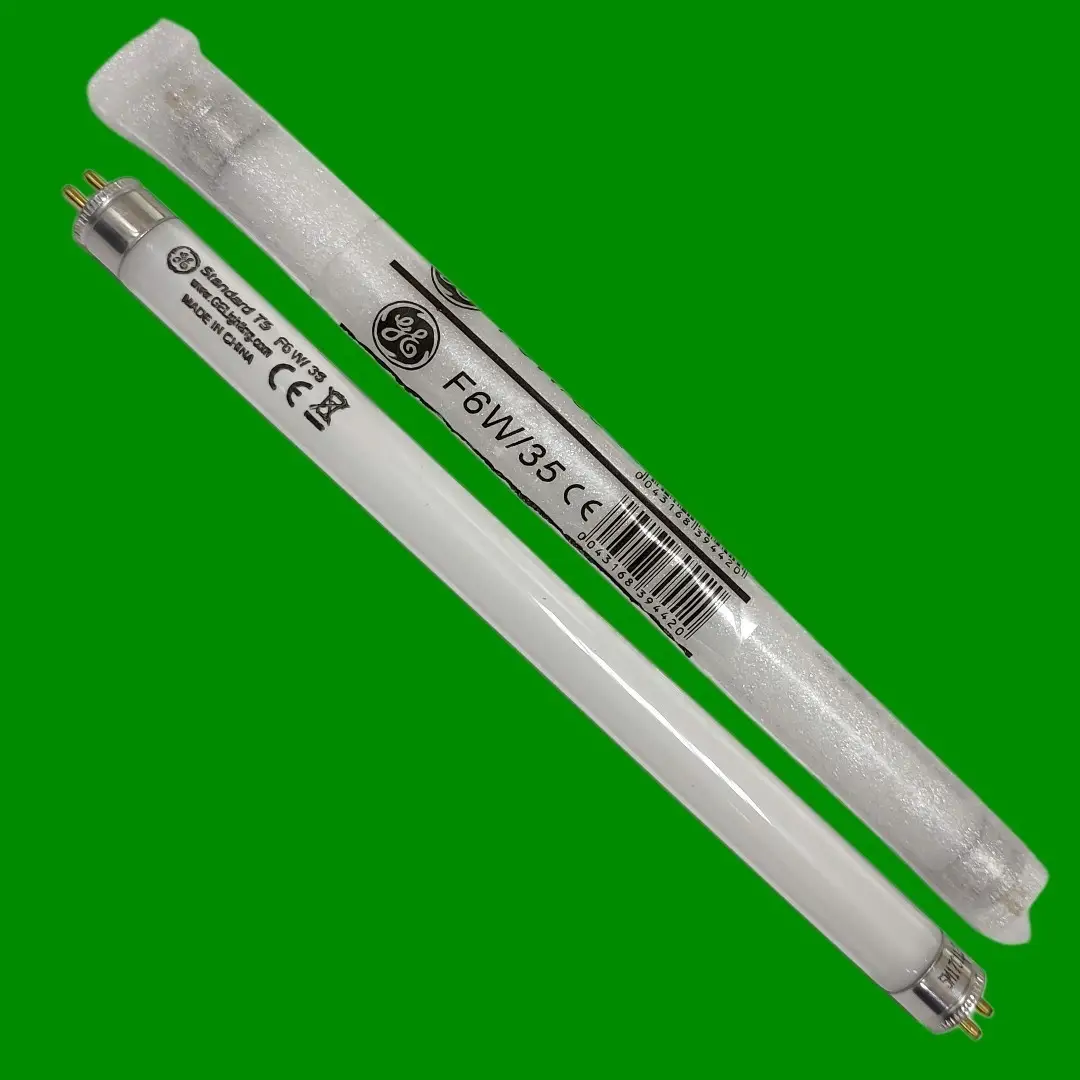 2x 6W GE T5 9" 225mm Fluorescent Tube Strip Light Bulbs, 835, 3500K White, G5