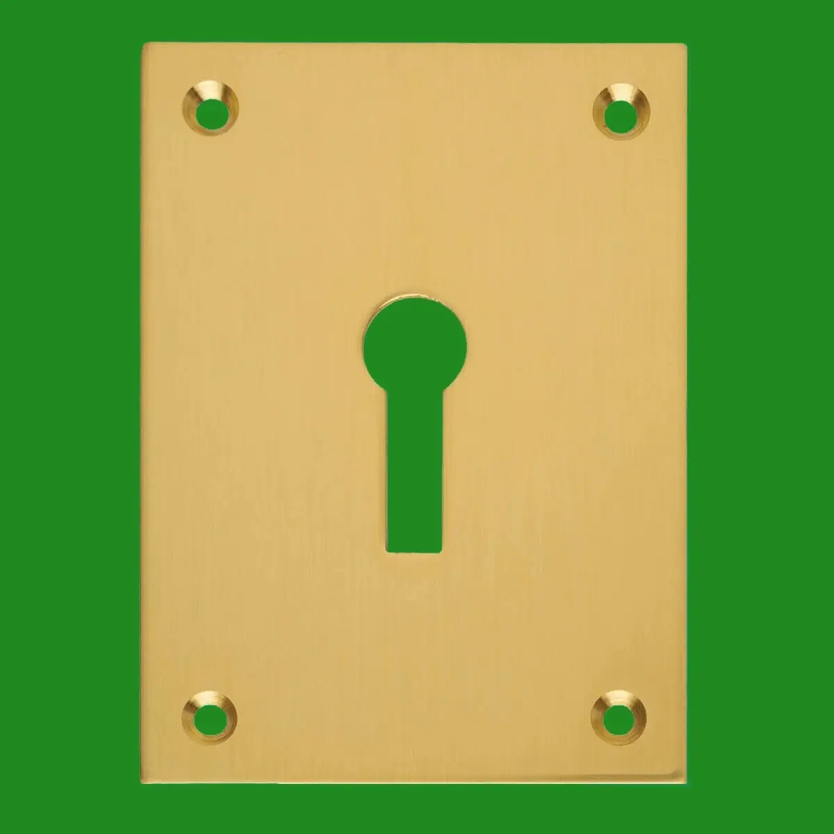 2x 56mm x 44mm Rectangular Brushed Brass Lock Key Hole Cover Escutcheon Plate