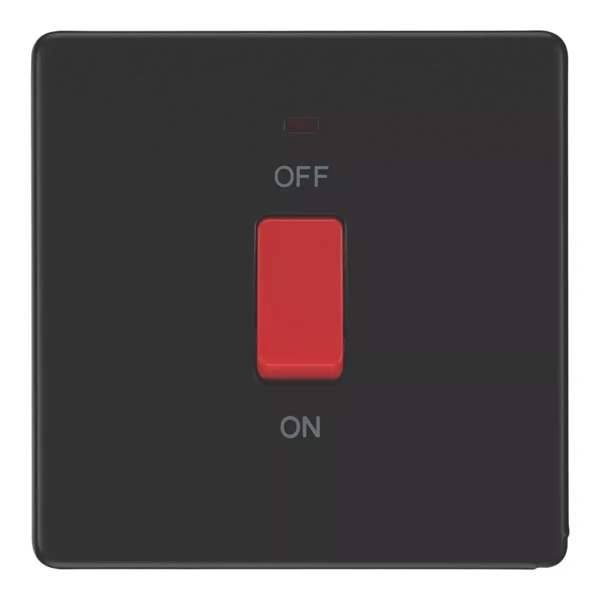 1-Gang Matt Black 45A Double Pole Cooker Oven Switch, LED, 250V, Flat Profile - image 2 | Free standard UK delivery included | Discount Quality Products