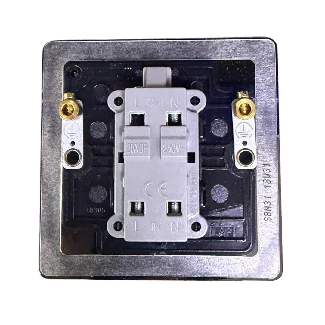 1-Gang Black Nickel 20A, Double Pole Switch, LED Indicator, 250V, Flat Profile - image 3 | Free standard UK delivery included | Discount Quality Products