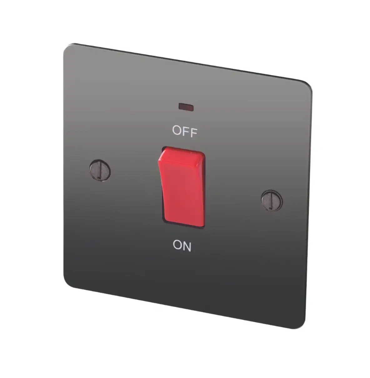 1-Gang Black Nickel 45A, LED, Double Pole Cooker Oven Switch, 250V, Flat Profile