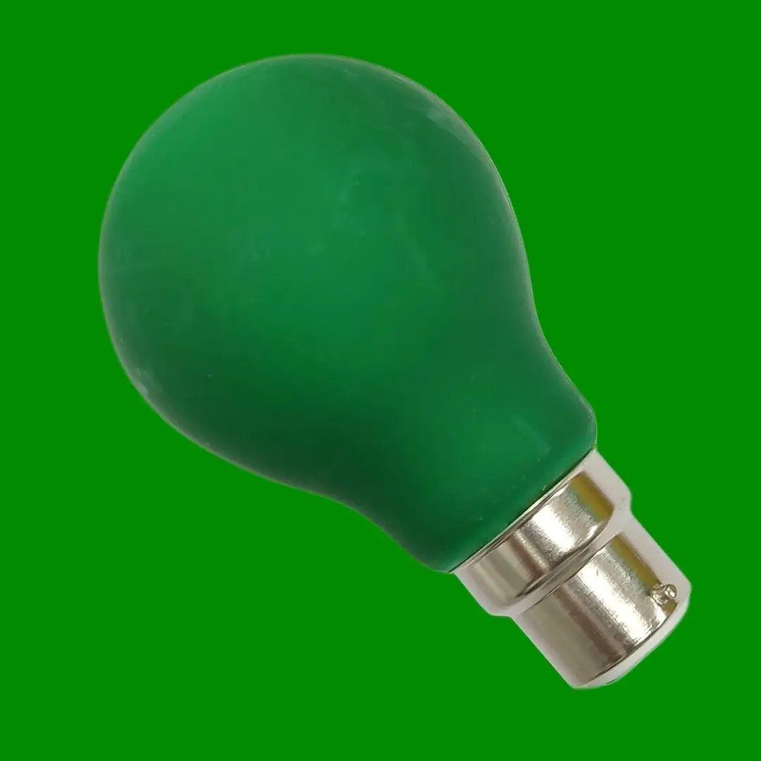 1x 4W LED Green Light Bulb GLS A60 BC B22 Bayonet Low Energy Coloured Lamp - image 2 | Free standard UK delivery included | Discount Quality Products