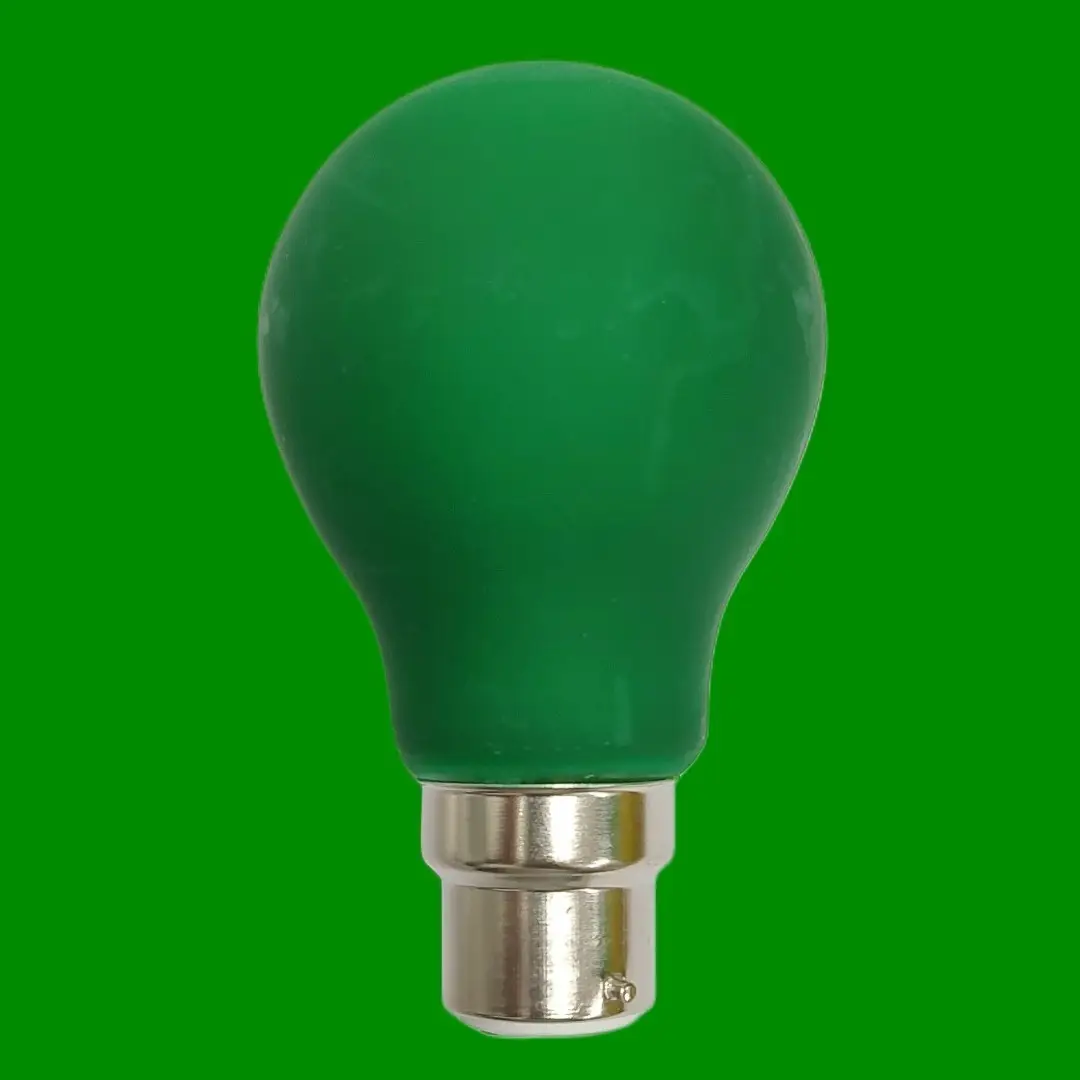 1x 4W LED Green Light Bulb GLS A60 BC B22 Bayonet Low Energy Coloured Lamp - image 3 | Free standard UK delivery included | Discount Quality Products