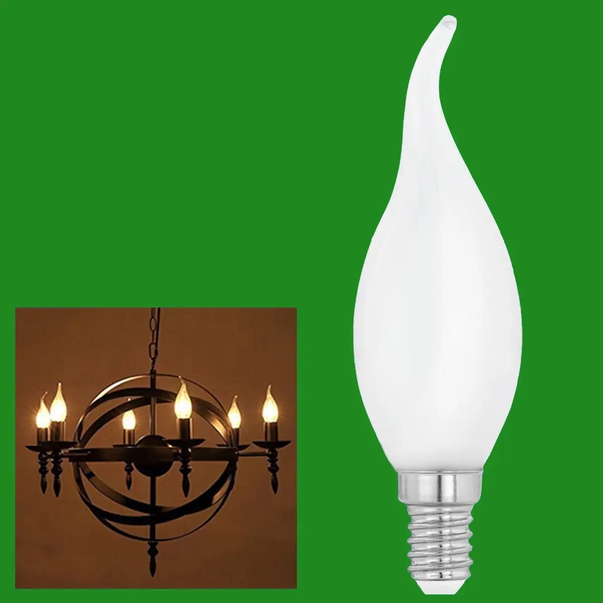 8x 60W Frosted Bent Tip Candle Dimmable Light Bulb SES E14 Edison Screw Lamp