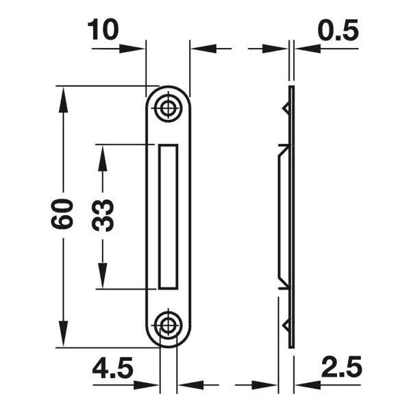 8x Nickel Plated Strike Plate 60x10mm Steel Cabinet Wardrobe Door Lock Catch - image 3 | Free standard UK delivery included | Discount Quality Products