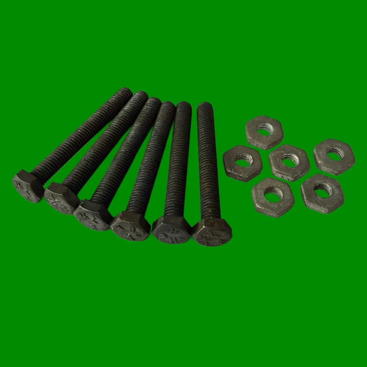 6x M5 x 38mm Fully Threaded Hex Head Set Screws with Nuts Steel Fixing Fastener