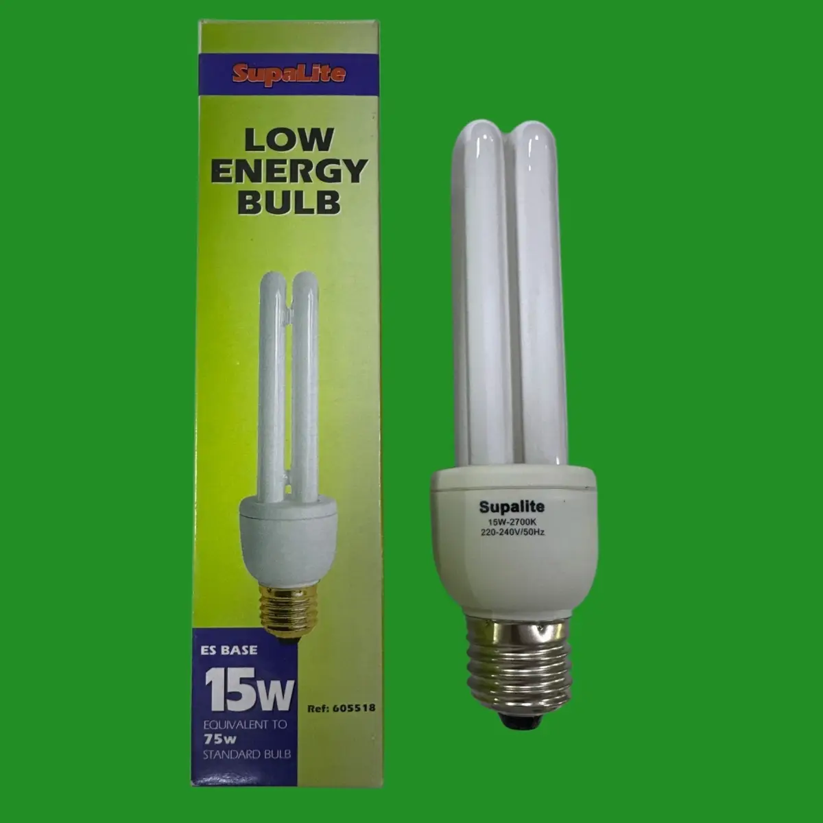 1x 15W (=75W) SupaLite Stick CFL Light Bulb Edison Screw Low Energy E27 ES 2700K