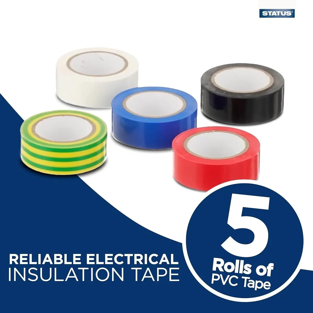 5x PVC Electrical Insulation Tape 10m Rolls, Fire Resistant, Assorted Colours - image 2 | Free standard UK delivery included | Discount Quality Products