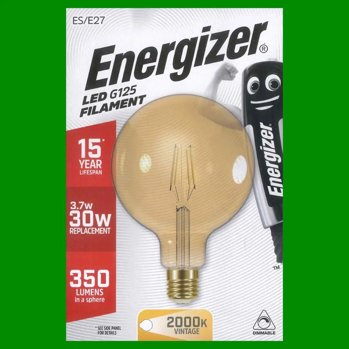 4x 3.7W G125 LED Filament Dimmable Vintage 2000K ES E27 Light Bulb, 125mm Lamp - image 3 | Free standard UK delivery included | Discount Quality Products