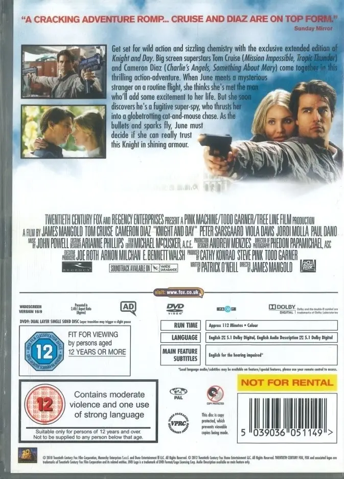 Knight and Day (2010) DVD, Tom Cruise, Cameron Diaz, Peter Sarsgaard [Region 2] - image 2 | Free standard UK delivery included | Discount Quality Products