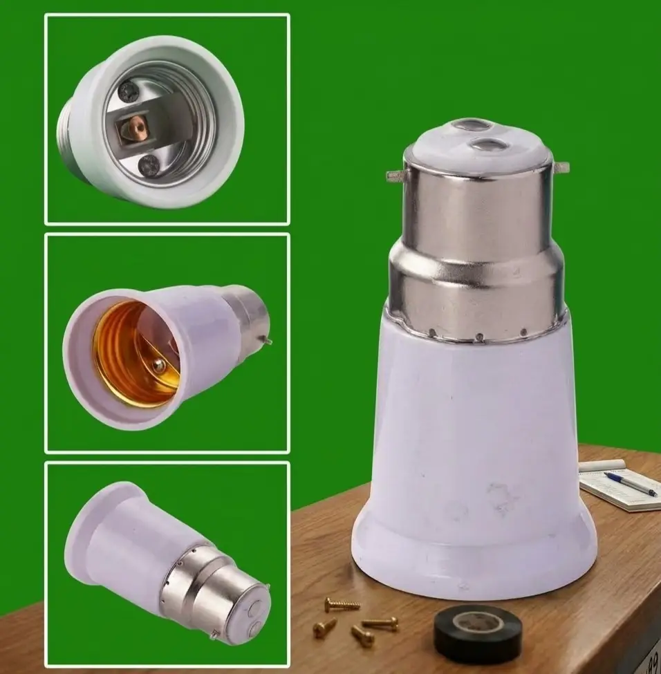 B22 to E27 Light Bulb Socket Adapter, Bayonet-to- Edison Screw Converter 4A 230V