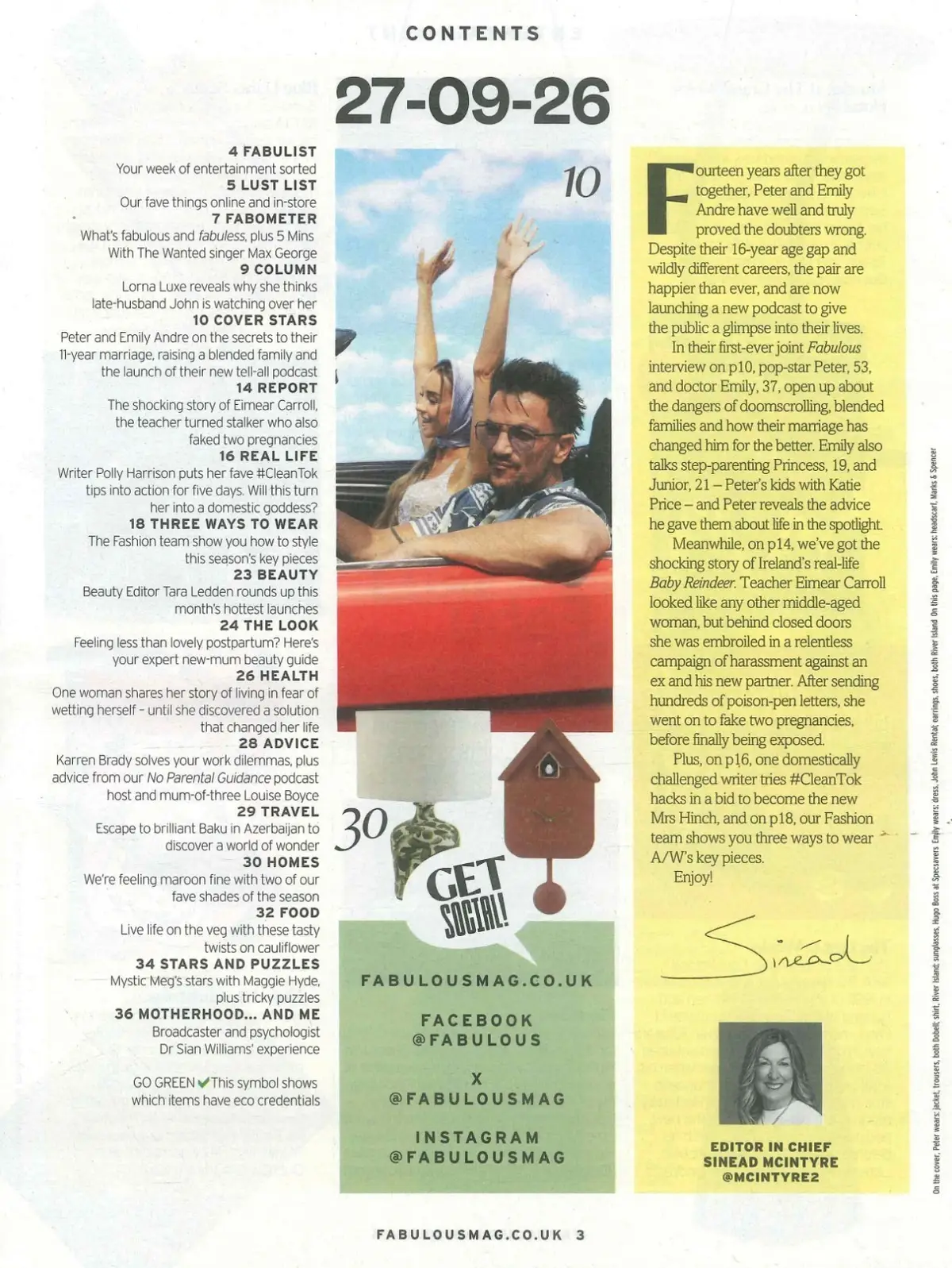 Fabulous Magazine: Peter & Emily Andre, Karren Brady, CleanTok, Fashion, 27.9.26 - image 3 | Free standard UK delivery included | Discount Quality Products