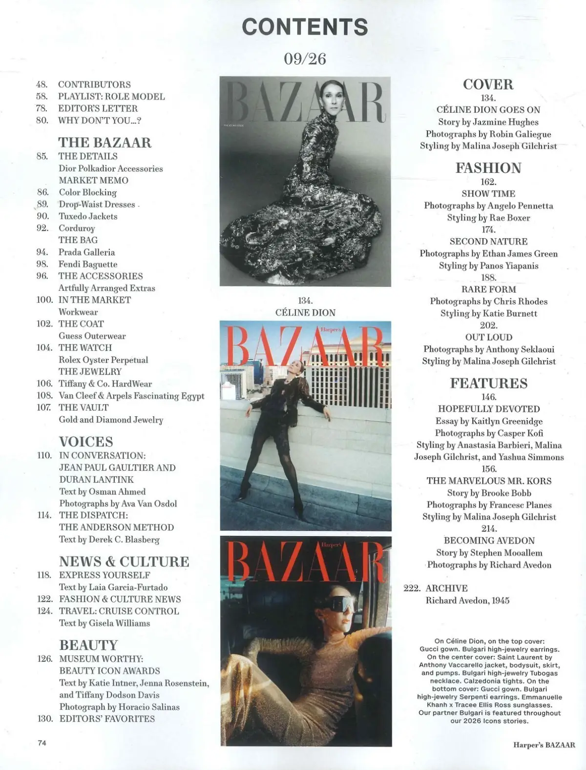 Harper's Bazaar USA Magazine Celine Dion, Charlotte Rampling, Fashion, Sept 2026 - image 3 | Free standard UK delivery included | Discount Quality Products