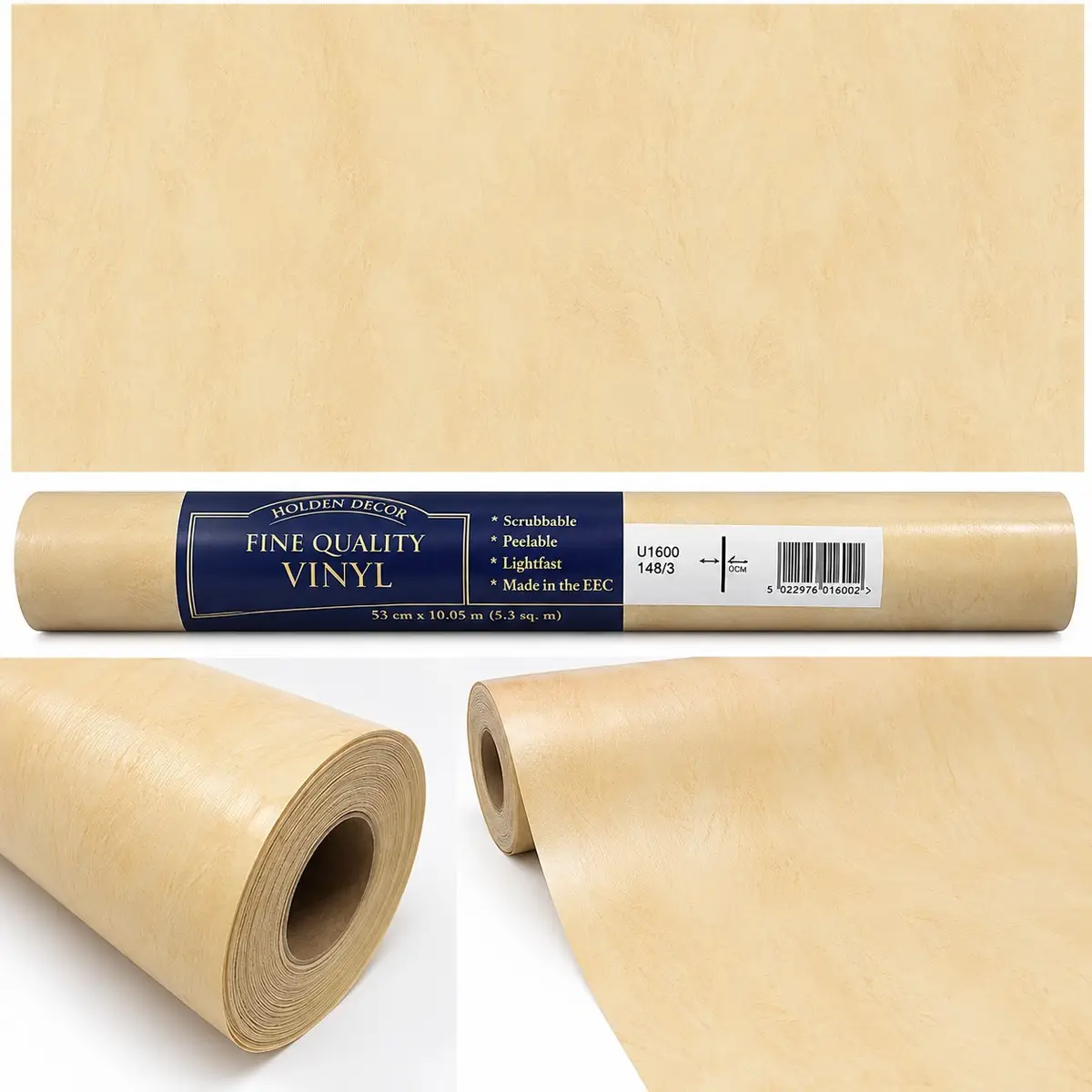 Holden Décor Vinyl Washable Wallpaper 10m x 53cm Free Match Beige Cream Textured