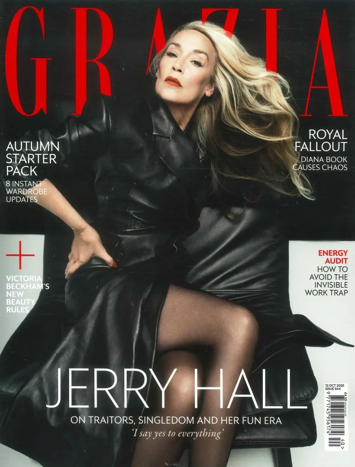 Grazia Magazine: Jerry Hall, Princess Diana Book, Victoria Beckham, 12.10.26