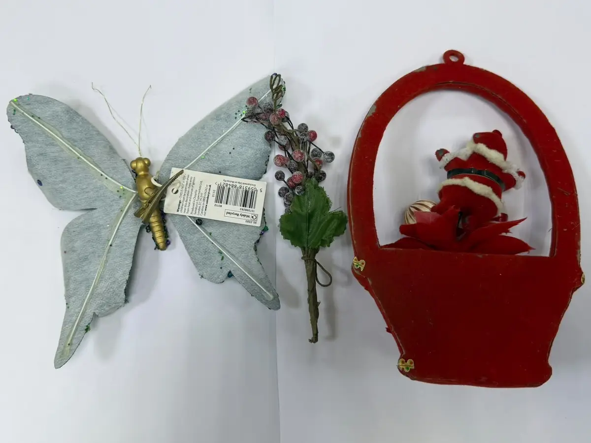 Christmas Decorations Bundle Santa Basket Butterfly Berry Pick Hanging Job Lot - image 2 | Free standard UK delivery included | Discount Quality Products