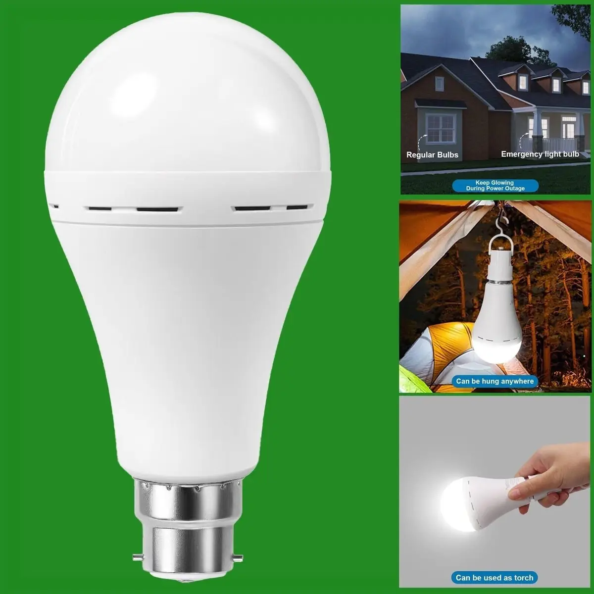 2x 9W LED B22 Rechargeable Emergency Bulb & Portable Hanging Camping Light Lamp - image 2 | Free standard UK delivery included | Discount Quality Products