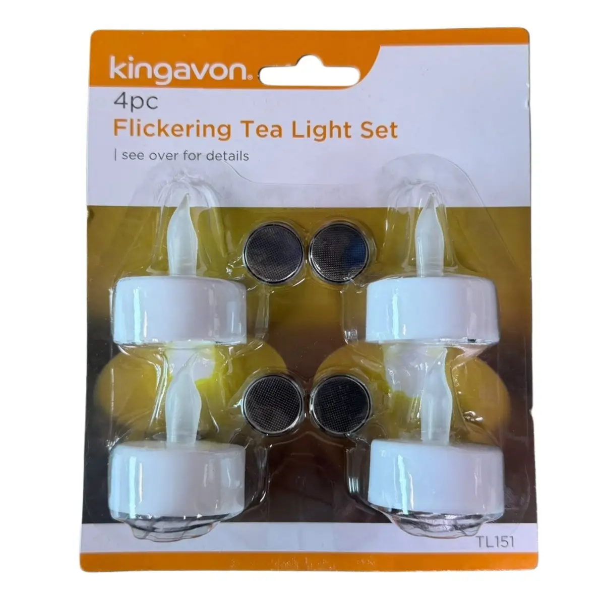 4pc Flickering LED Tea Lights Flameless Candles CR2032 Batteries Included, White - image 3 | Free standard UK delivery included | Discount Quality Products