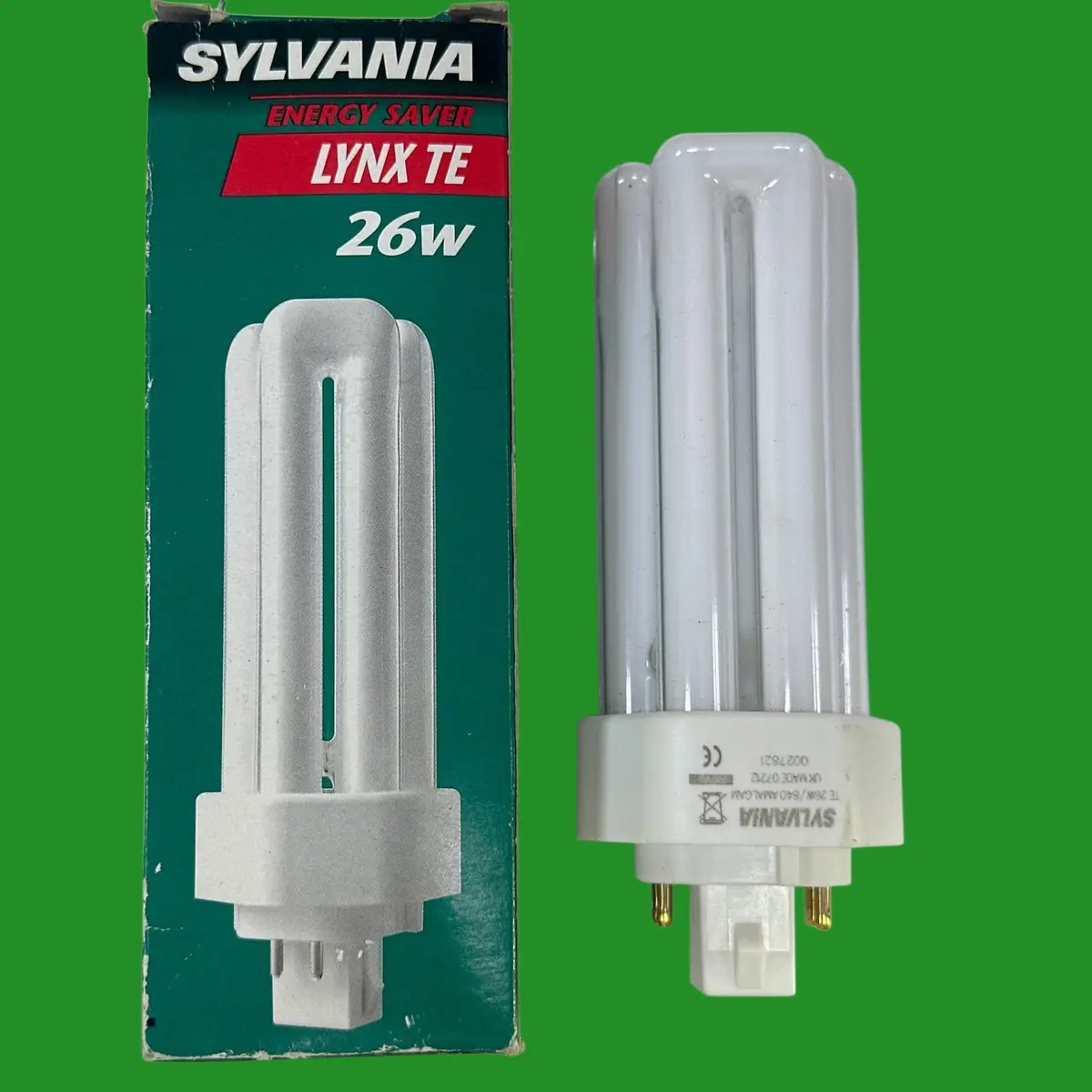 1x 26W Sylvania GX24q-3 4 Pin Lynx TE CFL PL Light Bulb 1800lm 4000K Cool White - image 2 | Free standard UK delivery included | Discount Quality Products