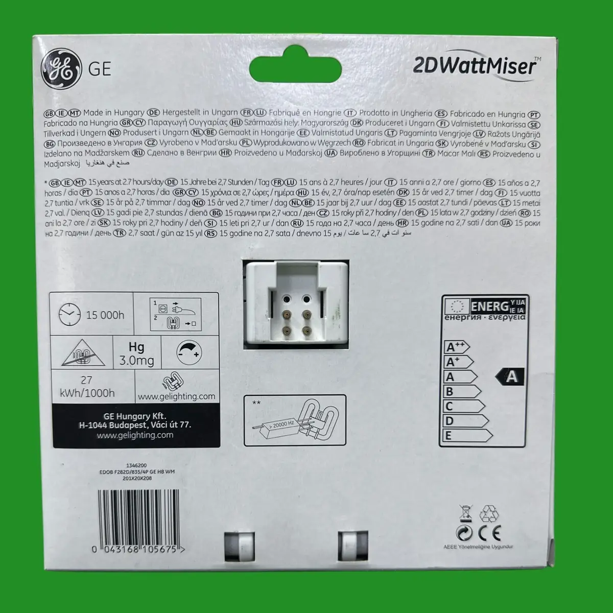 1x 24W (=28W) GE Dimmable GR10Q 4 Pin CFL 2D Tube Light Bulb Double D Lamp 3500K - image 5 | Free standard UK delivery included | Discount Quality Products
