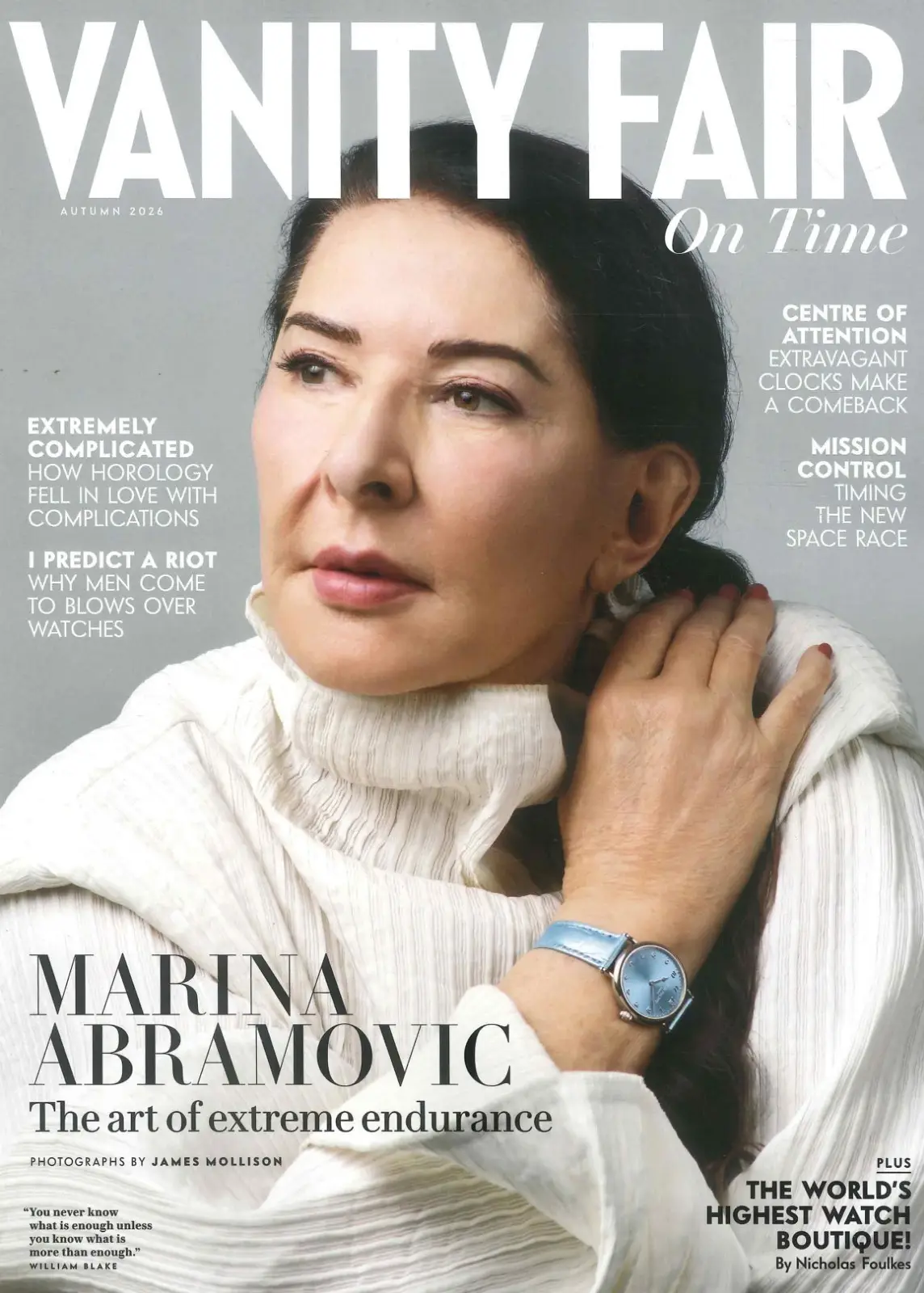 Vanity Fair Magazine: On Time, Marina Abramovic, Watches, Rolex, Autumn 2026
