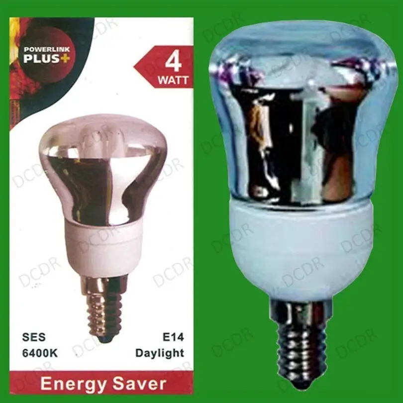 2x 4W CFL R63 SES E14 Reflector Spot Light Bulbs, 6400K Daylight White Lamp