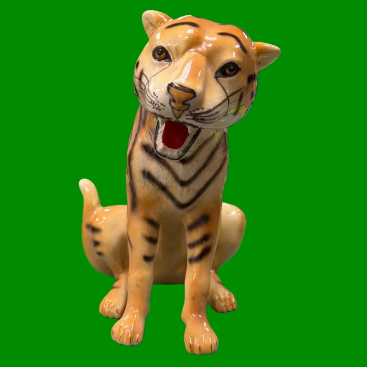 Large Ceramic Tiger Figurine 35cm Sitting Roaring Wild Animal Statue Ornament - image 2 | Free standard UK delivery included | Discount Quality Products