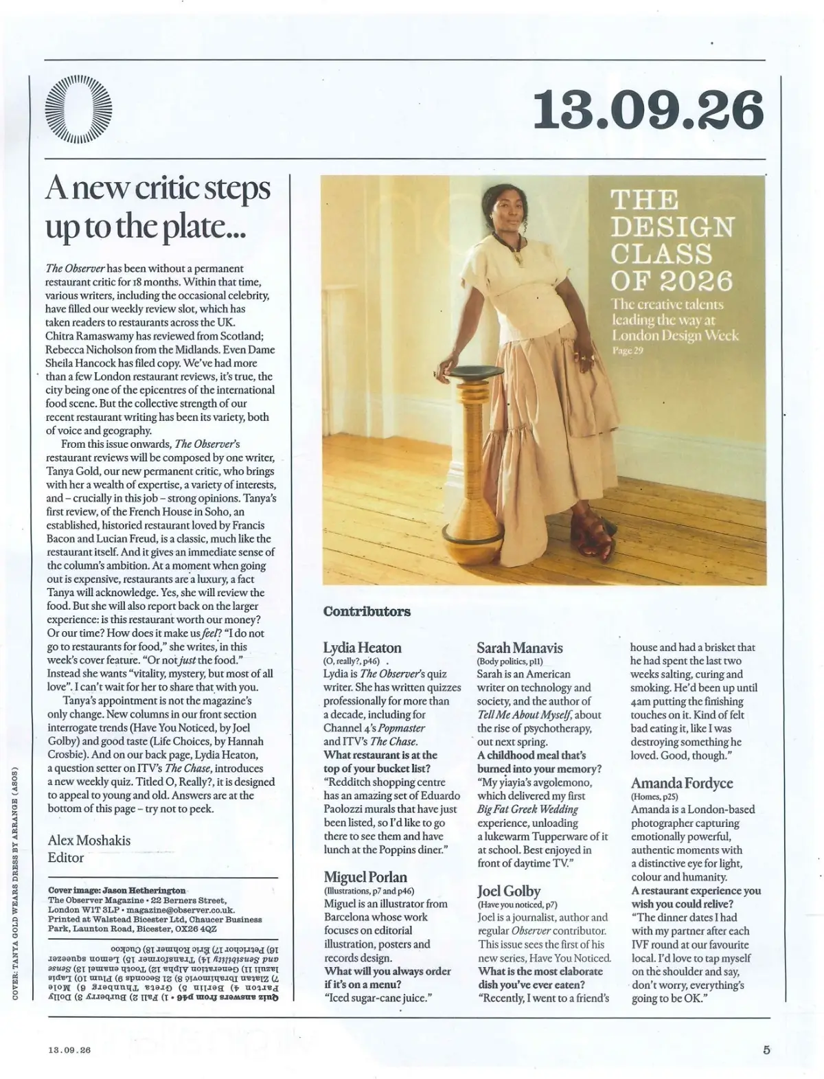 Observer Magazine: Tanya Gold, London Design Week, Sarah Manavis Reviews 13.9.26 - image 3 | Free standard UK delivery included | Discount Quality Products