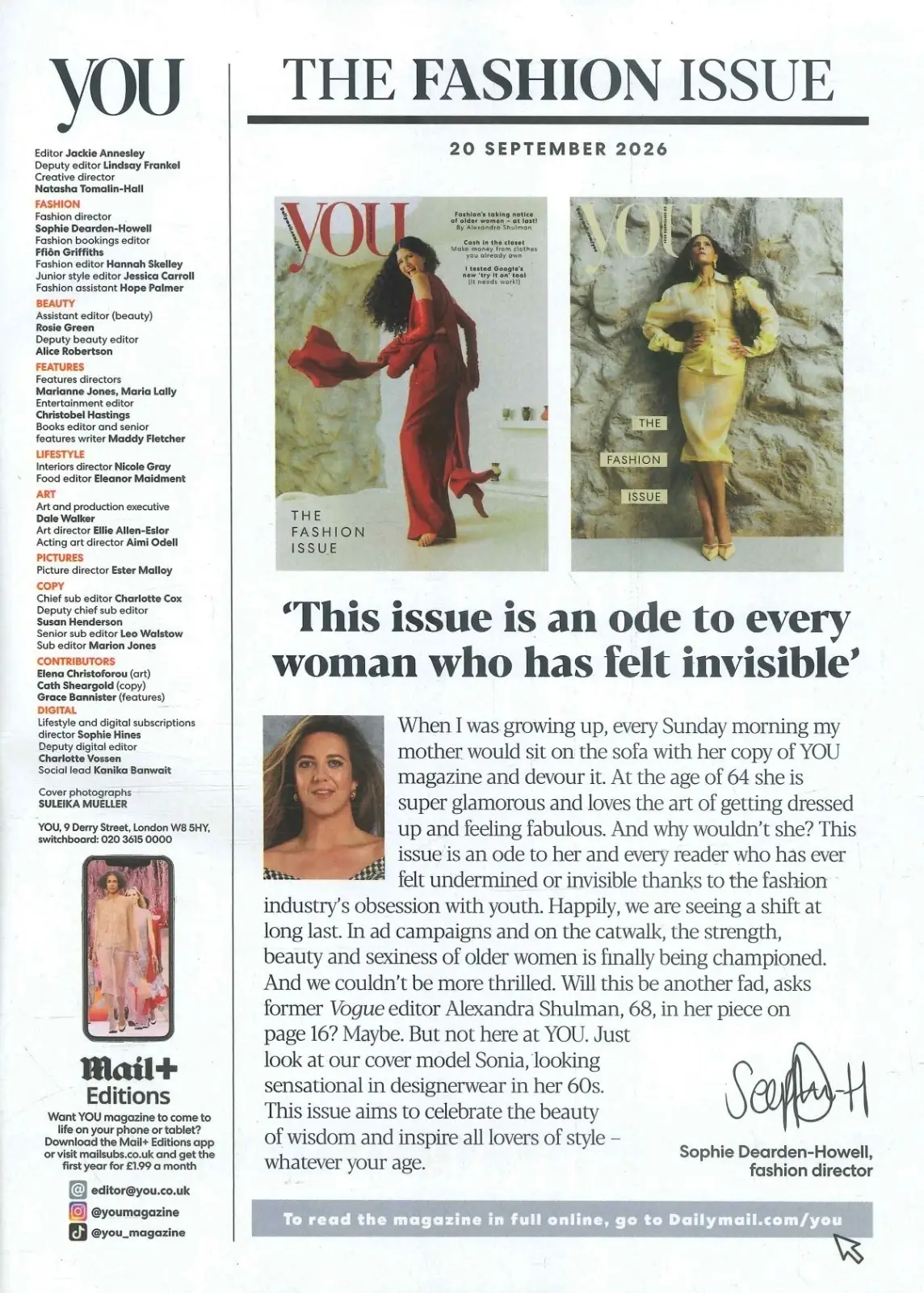 YOU Magazine Alexandra Shulman, Older Women Fashion, Google Try On Tool, 20.9.26 - image 3 | Free standard UK delivery included | Discount Quality Products