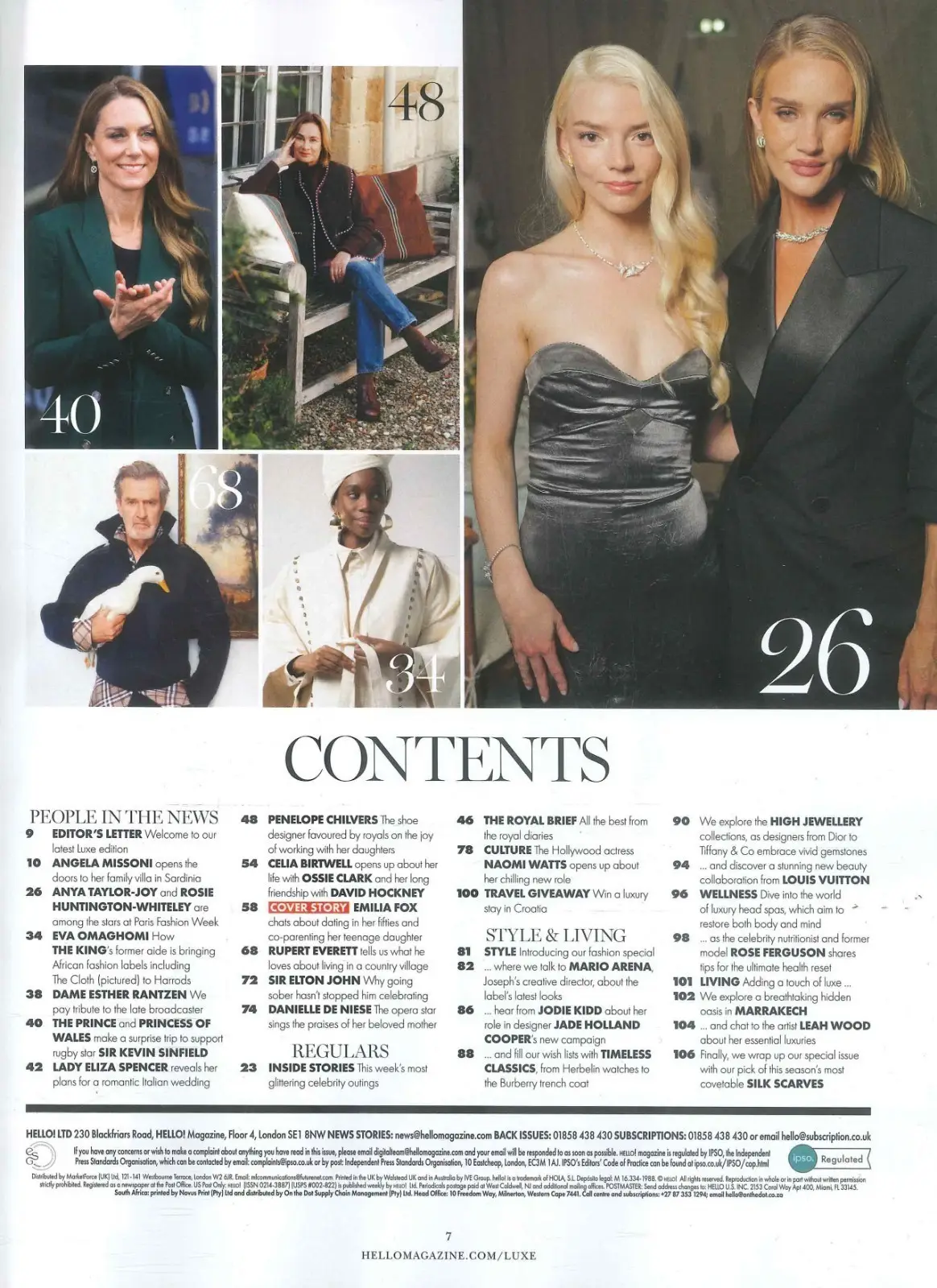 HELLO! Magazine: Emilia Fox, Princess Kate, Elton John, Rupert Everett, 12.10.26 - image 3 | Free standard UK delivery included | Discount Quality Products