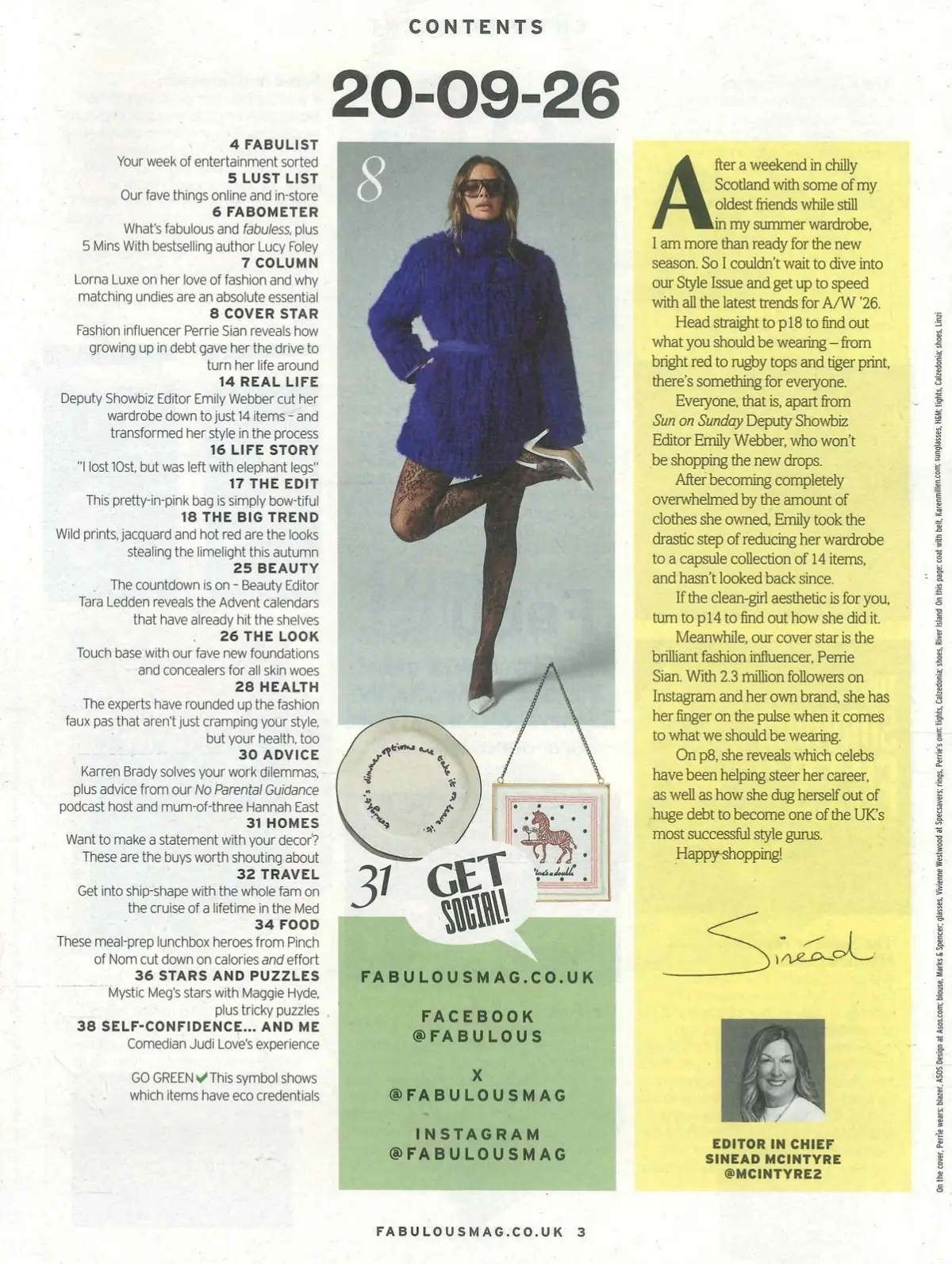Fabulous Magazine Perrie Sian, Lorna Luxe, Karren Brady, Judi Love Style 20.9.26 - image 3 | Free standard UK delivery included | Discount Quality Products