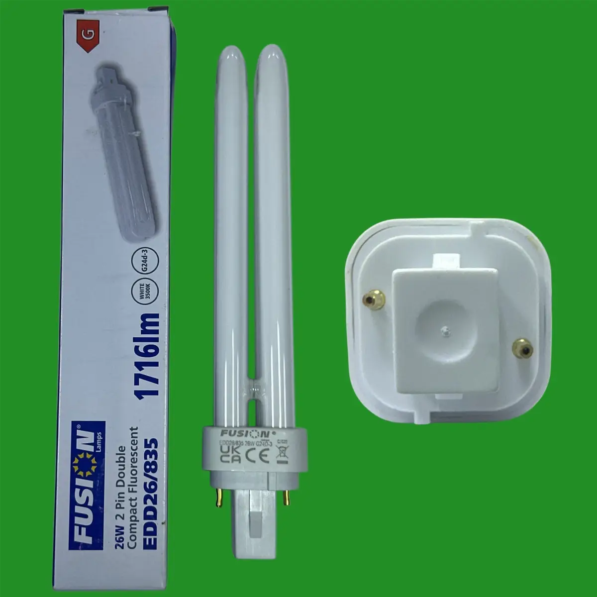 1x 26W Fusion G24d-3, 2 pin, Low Energy CFL PL Light Bulb 3500K 835 White Lamps