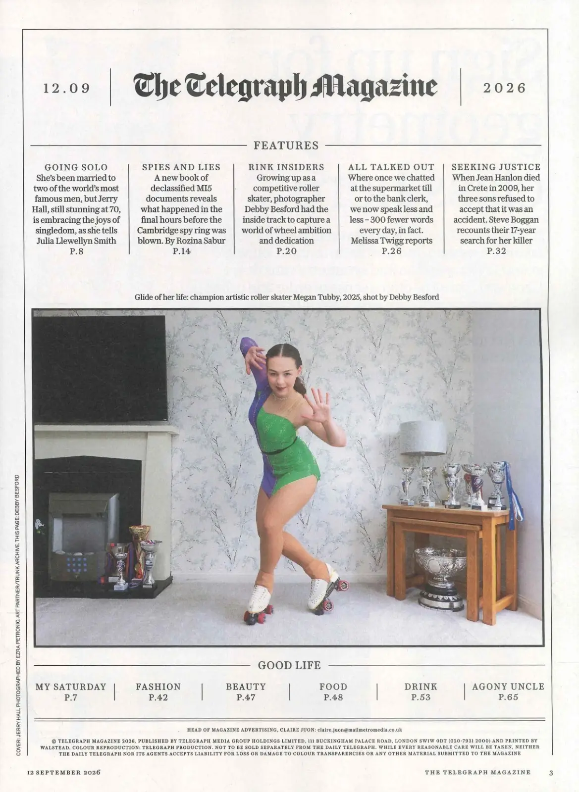 Telegraph Magazine: Jerry Hall, MI5 Cambridge Spy Ring, Roller Skating, 12.9.26 - image 3 | Free standard UK delivery included | Discount Quality Products