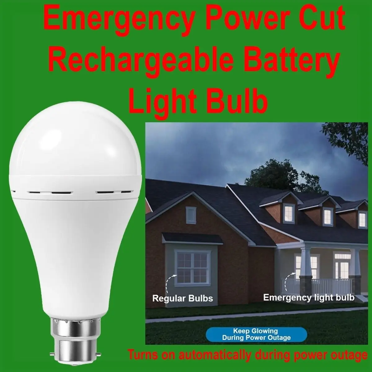 2x 9W LED B22 Rechargeable Emergency Bulb & Portable Hanging Camping Light Lamp - image 3 | Free standard UK delivery included | Discount Quality Products