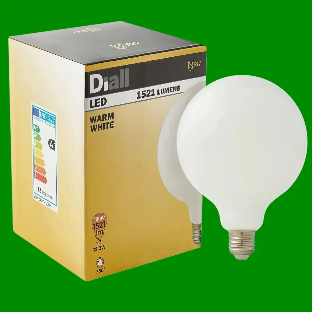 2x 12.3W (=100W) Diall G130 LED Globe Light Bulb ES E27 Edison Screw Lamp 1521lm - image 2 | Free standard UK delivery included | Discount Quality Products