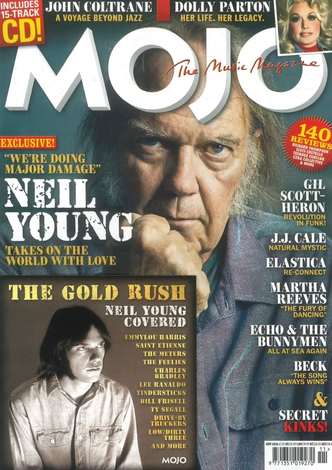 Mojo Magazine: Free 15-Track CD, Neil Young, Dolly Parton, J. Coltrane, Nov 2026