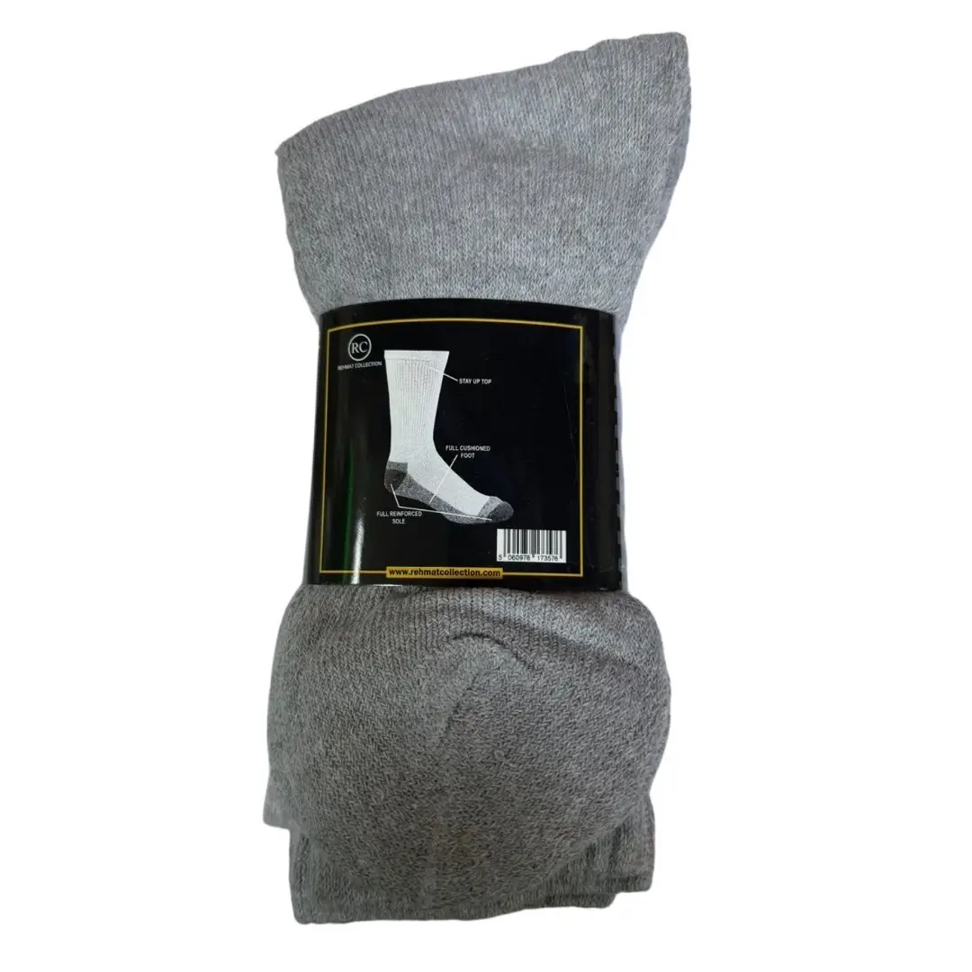 10 Pairs Men Light Grey Work Socks Cotton Rich Heavy Duty Cushioned UK Size 6-11 - image 5 | Free standard UK delivery included | Discount Quality Products