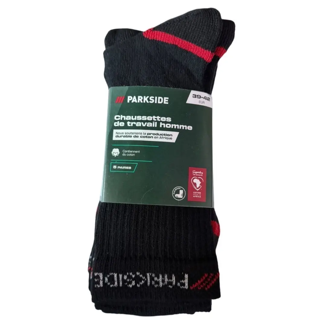 10 Pairs Parkside Mens Cotton Rich Work Socks Black Red UK Size 6–8.5 (EU 39–42) - image 3 | Free standard UK delivery included | Discount Quality Products