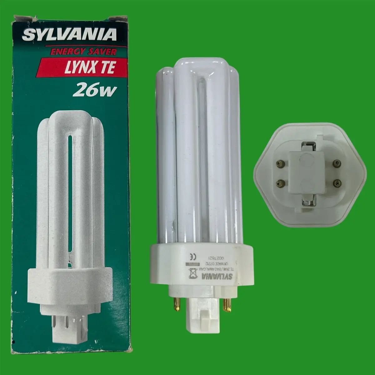 1x 26W Sylvania GX24q-3 4 Pin Lynx TE CFL PL Light Bulb 1800lm 4000K Cool White