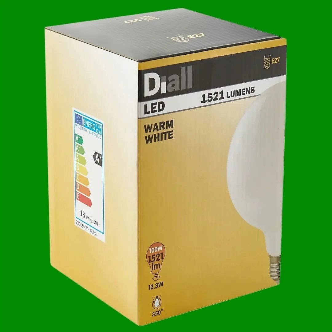 2x 12.3W (=100W) Diall G130 LED Globe Light Bulb ES E27 Edison Screw Lamp 1521lm - image 4 | Free standard UK delivery included | Discount Quality Products