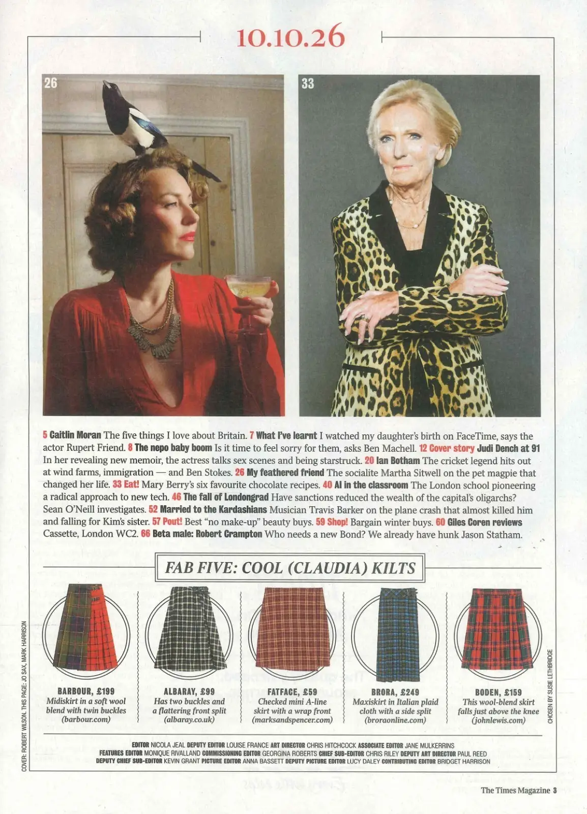 Times Magazine: Judi Dench 91, Mary Berry, Ben Stokes, Kim Kardashian, 10.10.26 - image 3 | Free standard UK delivery included | Discount Quality Products