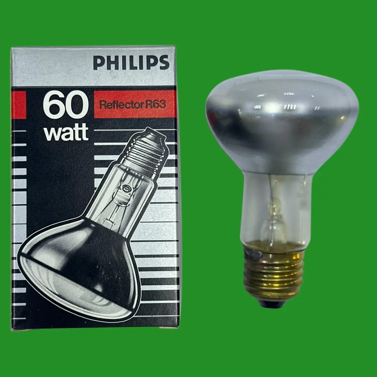 2x 60W Philips R63 E27 Dimmable Reflector Spot Incandescent Light Bulbs  30 Deg